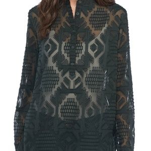 French Connection Sheer Silhouette Blouse - Green